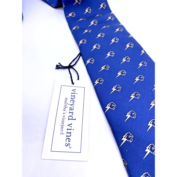 Vineyard Vines Heritage Hall Oklahoma Custom Tie Blue Horse NEW Silk USA Made - Picture 3 of 9